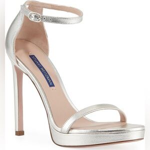 Stuart Weitzman Nudistdisco Metallic Patent Sandals